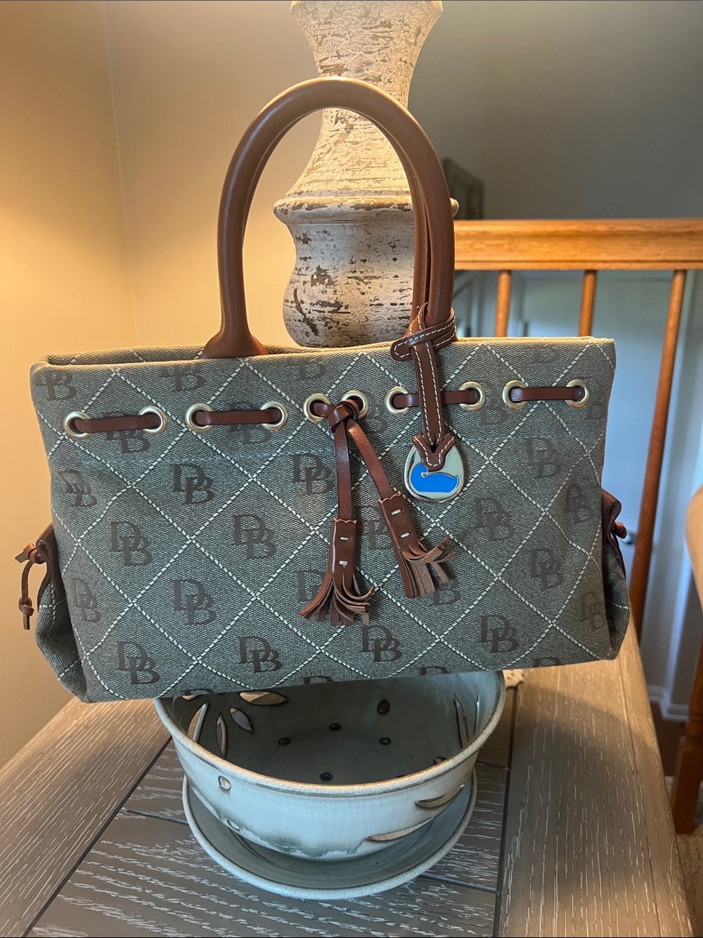 Dooney & Bourke Signature Monogram Tassel Tote Bag